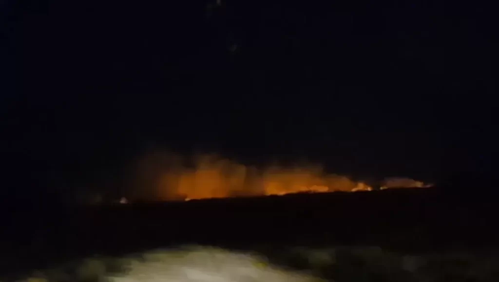 Incendio forestal cerca de Senillosa: ráfagas intensas complican el trabajo de bomberos
