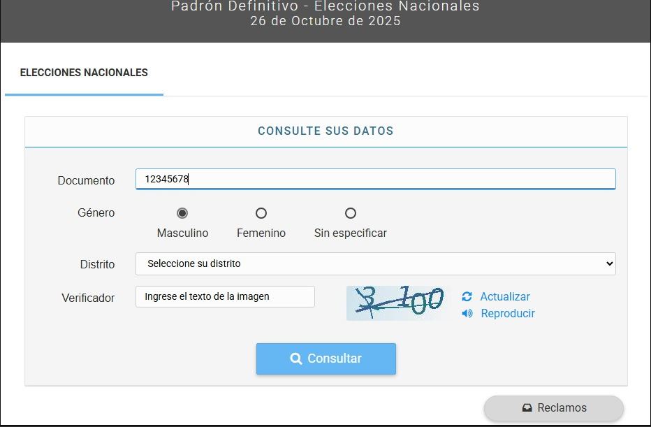 Elecciones 26 de octubre 2025: revisá tu mesa y escuela en el padrón online