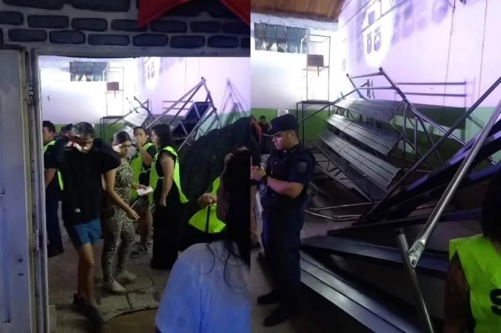 Colapsó una tribuna en el gimnasio municipal de Plottier y hubo varios heridos