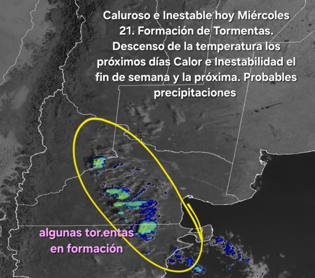 Jornada inestable con formación de tormentas