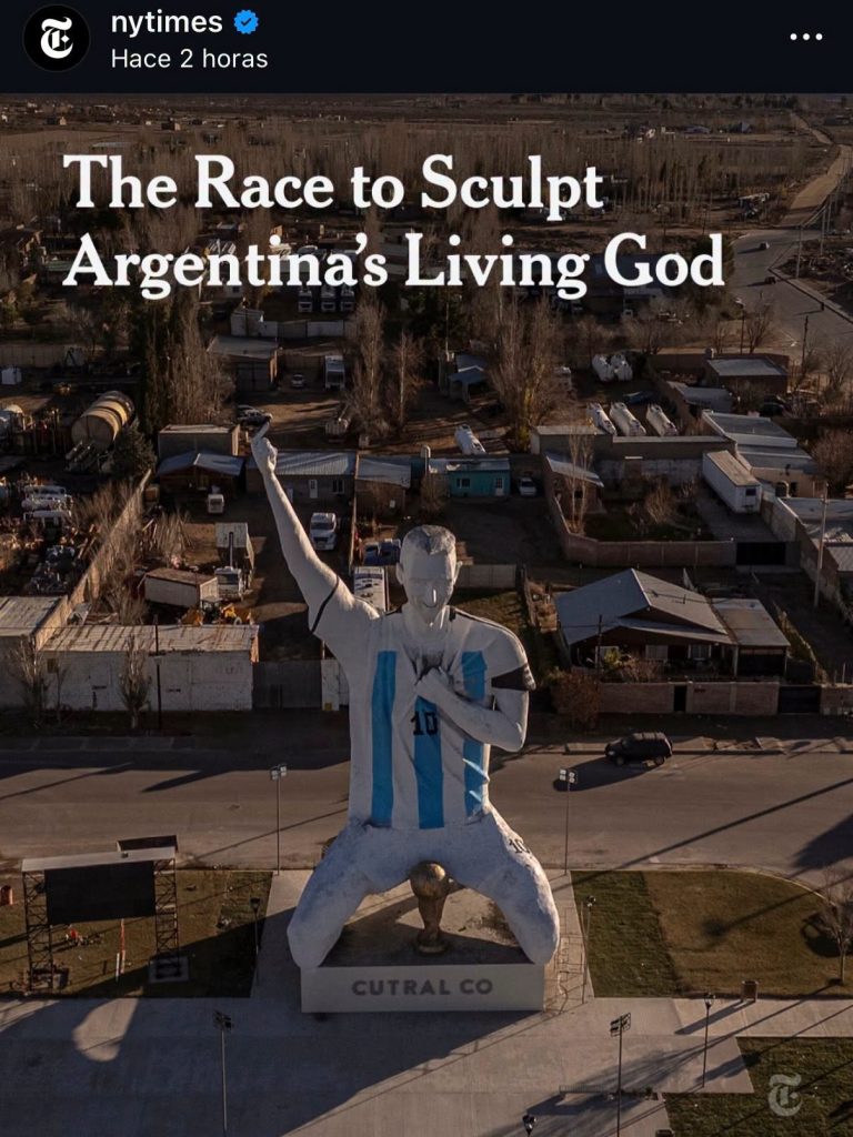 The New York Times destacó la estatua gigante de Messi en Cutral Co